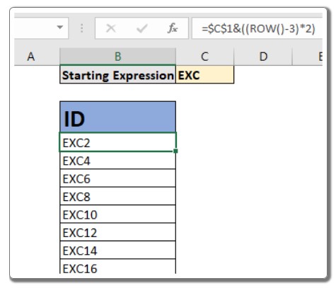 How to Increment Values by Row or Column in Excel