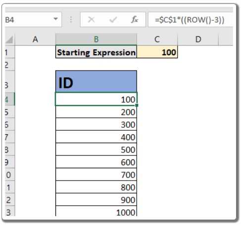 How to Increment Values by Row or Column in Excel