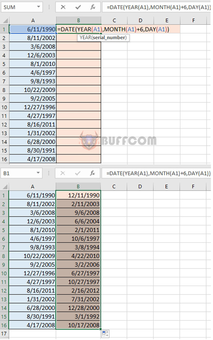 How to Add/Subtract Half Year/Month/Hour to Date or Time in Excel