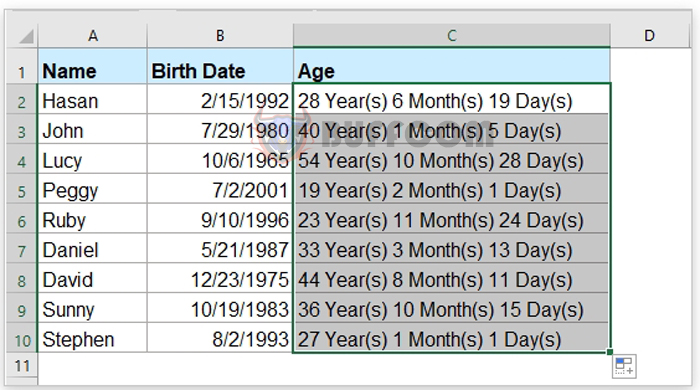 How to Calculate Age from Date of Birth in Google Sheets5