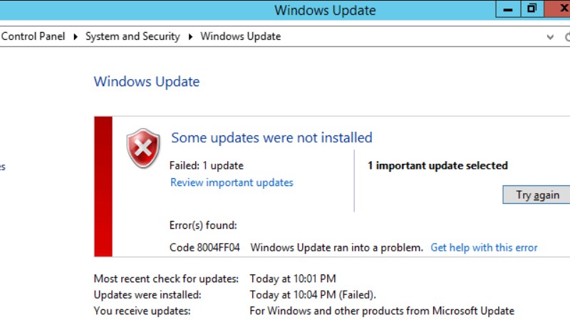 Update and Security Windows Essentials 2012