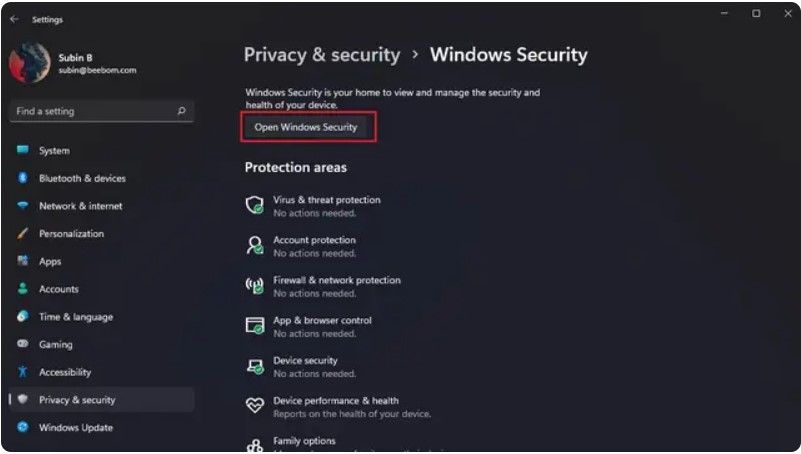 Windows Defender Settings