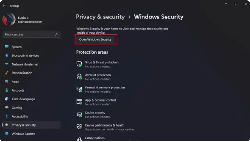 Windows Defender Settings