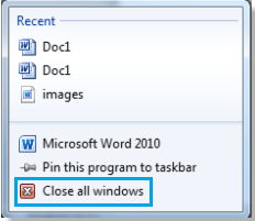 How to close all open documents or windows in Word