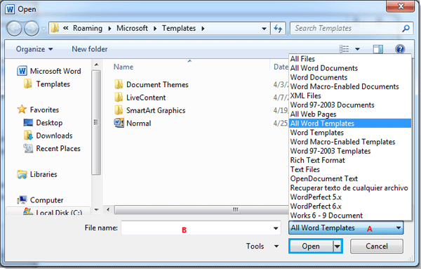 How to import styles from one document to another document in word6