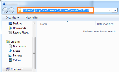 How to find or open Startup folder location in word4