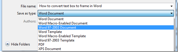 How to convert text box to frame in word