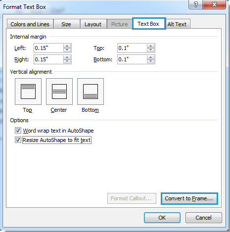 How to convert text box to frame in word3