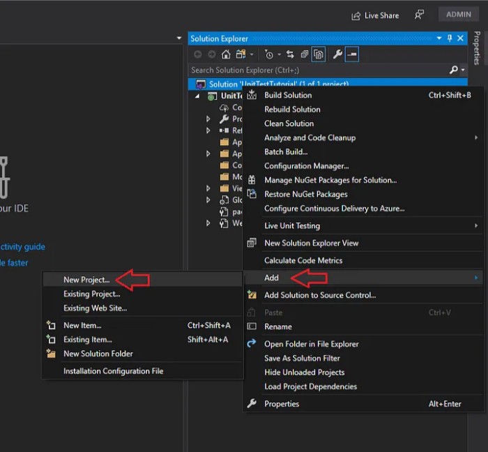 How to unit test in Visual Studio 2019